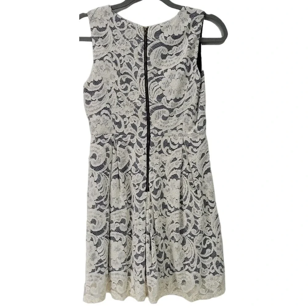 Monteau White Lace Dress V Neck Sleeveless Party Cocktail Dress - Picture 2 of 7